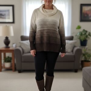 St. Johns Bay Gradient Brown and Cream Women's Sweater